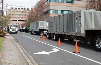 Trucks with industrial HVAC units.