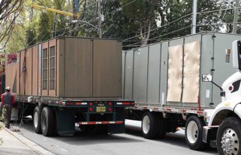 Trucks with industrial HVAC units.