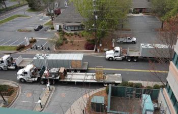 Trucks with industrial HVAC units.