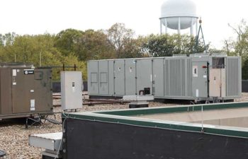 Industrial HVAC systems on rooftop.